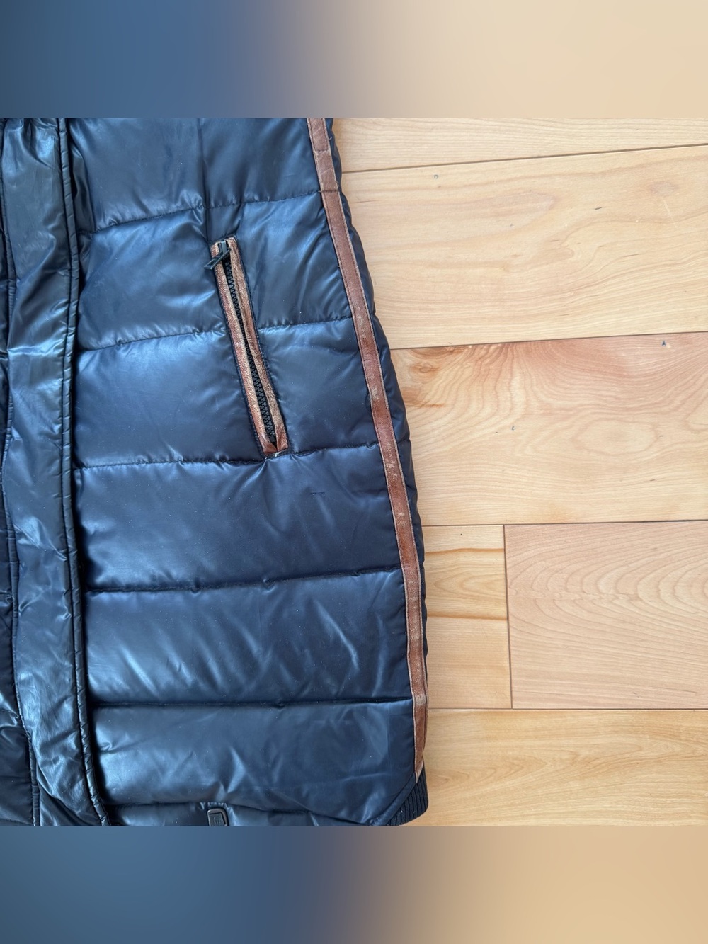 Rudsak Navy Puffer Winter Coat with Fur Trim and Leather Accents - Picture 10 of 15